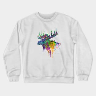Moose Head Watercolor Silhouette Crewneck Sweatshirt